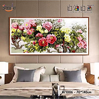 Tranh sơn dầu số hóa tự tô màu cao cấp Smile FMFP Hoa mẫu đơn Như ý cát tường khổ lớn H71006