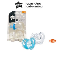 Ty ngậm silicon siêu nhẹ cho bé Tommee Tippee Ultra Light 6-18 tháng (vỉ đôi) - Xanh dương/Trắng