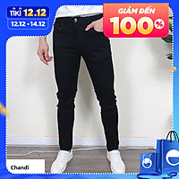 Quần Jean Nam Đen Trơn cao cấp thương hiệu Chandi, phong cách tôn dáng nam tính chất jean co dãn Mẫu J20