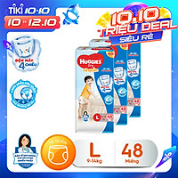 Combo SIÊU TIẾT KIỆM Bộ 3 Tã quần HUGGIES DRY PANTS BIG JUMBO size L gói 48 miếng