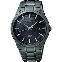 Seiko Men's SNE325 Dress Solar Black Stainless Steel Watch