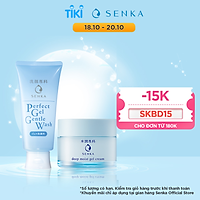 Bộ sữa rửa mặt dạng gel dịu nhẹ và Mặt Nạ Ngủ Cấp Ẩm Chuyên Sâu Senka (Senka Perfect Gel Gentle Wash và Senka Deep Moist Gel Cream 50G)