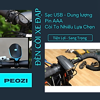 Đèn xe đạp - Đèn Pha xe đạp sử dụng pin AAA - Còi To - Chống Nước - Dễ dàng thay pin không cần chờ sạc - Pin Xanh Dương