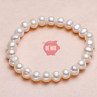 Lắc tay ngọc trai nuôi nước ngọt - Lắc tay nữ 7-8ly - Tặng quà và hộp trang sức Bé Heo BHLT170