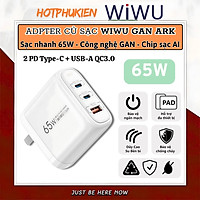 Adapter cóc củ sạc nhanh 65W 2 PD 3.0 USB C + USB-A QC3.0 hiệu WIWU ARK - PPS chống cháy, Chip AI điều chỉnh dòng sạc  cho iPhone iPad Oppo Samsung cho Macbook, Laptop - Hàng nhập khẩu