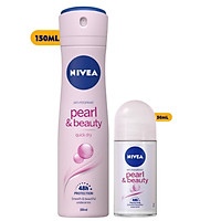 Bộ đôi Lăn Ngăn Mùi 50ml và Xịt ngăn mùi 150ml NIVEA Nữ Pearl & Beauty Ngọc Trai Quyến Rũ 