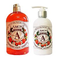 Combo Sữa Tắm L'amont En Provence Strawberry (500ml) và Sữa Dưỡng Thể L'amont En Provence Strawberry Whitening Body Lotion (250ml)