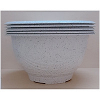 5 Chậu Nhựa Trồng Hoa, Cây Cảnh Giả Đá Trắng T38