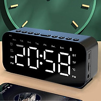 VINETTEAM Loa Bluetooth Mặt Gương Kiêm Đồng Hồ Báo Thức P6 Màn Hình Led Tích Hợp Thẻ SD FM AUX Đo Nhiệt Độ - Hàng Chính Hãng