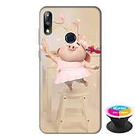 Ốp lưng điện thoại Asus Zenfone Max Pro M2 hình Heo Con Mặc Váy tặng kèm giá đỡ điện thoại iCase xinh xắn - Hàng chính hãng
