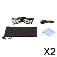 2x3D Glasses For DLP-LINK Projectors Active Shutter Acer/BenQ/Optoma Black
