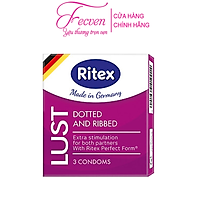 Bao Cao Su Ritex Lust Gân Gai Chấm Nổi Đan Xen, Hộp 3 Chiếc Đức