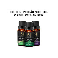 Combo Tinh dầu xông phòng, đuổi muỗi, treo xe Mocotics: Tinh dầu Sả chanh (Ấn) + tinh dầu Bạc hà (VN) + tinh dầu Oải hương (Ấn)