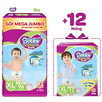 Tã quần Bobby Mega Jumbo XL96 - Siêu mỏng khô thoáng bất ngờ - Tặng thêm 12 miếng