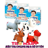 Combo 3 gói tã dán Moony cao cấp size NB90/S84/M64/L54/XL44 tặng thú nhún Toys House