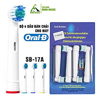 Cho máy Braun Oral-B, Bộ 4 đầu bàn chải đánh răng điện - Đánh tan mảng bám- SB-17A