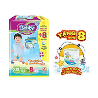 Tã quần Bobby - Đệm Lưng Thấm Mồ Hôi XXL56 (56 miếng) - Tặng 8 miếng trong gói