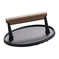 Heavy Duty Cast Flat Iron Steak Hamburgers Sausage BBQ Grill Press