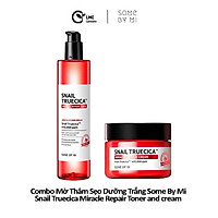 Bộ 2 sản phẩm mờ thâm sẹo và dưỡng trắng some by mi snail truecia miracle repair toner and cream full size