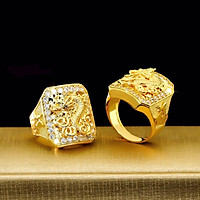 01 Nhẫn Nam Chạm Rồng Mạ Vàng 18K