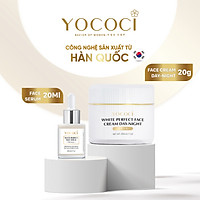 Bộ siêu dưỡng trắng da mặt Yococi kết hợp ngày đêm giúp da sáng mịn, căng bóng bảo vệ tuyệt đối an toàn cho da gồm 1 kem face 20g + 1 serum dưỡng da 20ml