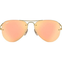 Ray-Ban RB3449 Aviator Sunglasses, Silver/Green Grey Gradient Mirror, 59 mm