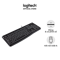 Bàn phím có dây Logitech K120 - Bền bỉ, chống tràn, có thể điều chỉnh góc độ gõ, kích thước đầy đủ có phím số - Hàng chính hãng
