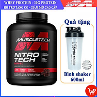 Combo Sữa tăng cơ giảm mỡ Whey Protein Nitro Tech Ripped của Muscle Tech hương Chocolate hộp 42 lần dùng hỗ trợ tăng cơ, giảm cân, đốt mỡ cực mạnh & Bình lắc 600ml (Mẫu ngẫu nhiên)