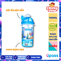 Bình nước cao cấp nắp bật có khay đựng kẹo Upass UP0826 (400ml)