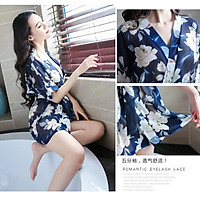 Đồ Ngủ Sexy Nữ| Áo Choàng Ngủ Voan Họa Tiết Hoa Kèm Quần Chíp Freeship-Chất đẹp Hàng Cao Cấp