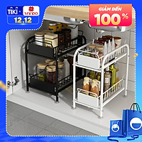 Kệ để đồ đa năng thiết kế trượt bằng thép carbon sơn tĩnh điện không gỉ, kệ gia vị nhà bếp, kệ trang trí, kệ mỹ phẩm tiện lợi VANDO