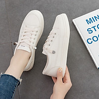 IELGY Lace-up casual women's shoes Korean wild trend white comfortable flat shoes lightweight