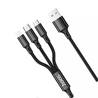 Cáp sạc nhanh 2.4A Hoco 3in1 Lightning/Micro/Type-C lõi đồng mạ kẽm siêu bền cho Smartphone dài 1.2M ( 2 màu ) - Hàng chính hãng