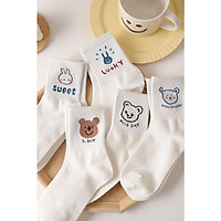 Tất cổ cao hình gấu Bear dễ thương cute chất len dày dặn IDOLLY T001