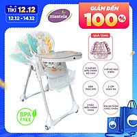 Ghế ngồi ăn dặm điều chỉnh độ cao, điều chỉnh ngả lưng có bánh xe Mastela 1015 cho bé 6 tháng đến 5 tuổi chuẩn ASTM Mỹ - tặng áo yếm ăn dặm chống nước