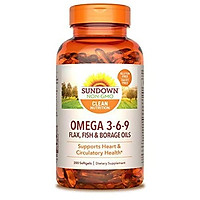 Sundown Triple Omega 3-6-9, Heart and Circulatory Health, 200 Softgels (Packaging May Vary)