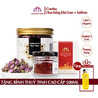 Combo Kingdom Saffron Nhụy Hoa Nghệ Tây và Nụ Hồng Khô Iran Thượng Hạng (1 Hộp Saffron 1g + 1 Hộp Nụ Hoa Hồng Khô 50g)