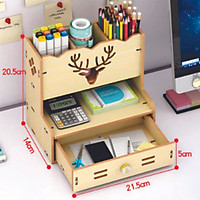 Hộp Đựng Đồ Dùng Gia Đình Văn Phòng Hộp Viết Bằng Gỗ HV06 - Tặng Móc Khóa La Bàn Sao Biển