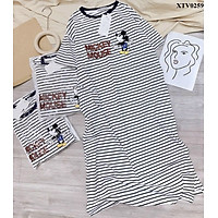 váy suông cộc tay,váy suông nữ kẻ in hinh michey chất cotton