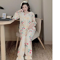 Bộ đồ bầu đẹp giá rẻ - bộ sau sinh chất ĐŨI LỤA mát lạnh -thoải mái, có khóa cho bé ti tiện lợi