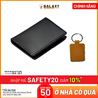 Ví Bóp Nhỏ Handmade Da Bò Thật Galaxy Store GVM03 (Đen) + Tặng Móc Khóa Da Handmade Galaxy Store