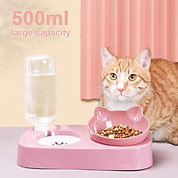 2-in-1 Pet Feede Double Bowl Cat Bowl Dog Bowl Cat bowl Automatic Drinking Water Anti Overturning Easy Clea S/L