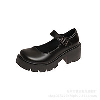 【Quần áo SF】JennieWomen's Thick-Soled Mary Jane Leather Shoes with Retro High HeelsjkUniform Shoes with Skirt British Height Increasing