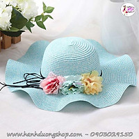 Mũ đi biển du lịch mẹ và bé vành gợn sóng HQC4127