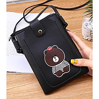 Túi nữ mini đựng điện thoại đeo chéo thời trang dọc nắp hình gấu nâu NK9 Shalla