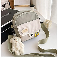 Túi vải đeo chéo nữ nhiều ngăn cá tính giá rẻ BAG U TO78 (kèm sticker ko kèm gấu)