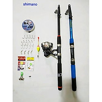 bộ cần câu cá shimano 1.8m kèm máy và phụ kiện