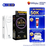 Combo 1 Hộp Bao Cao Su LifeStyles Zero 12 bao + 1 Hộp Bao Cao Su LifeStyles SKYN Elite Non-latex 10 bao