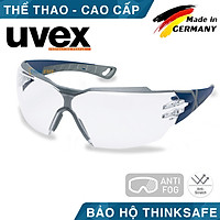 Kính bảo hộ UVEX PHEOS CX2 kính chống bụi chống hơi nước chống trầy xước vượt trội Chống tia UV mắt kính đi xe máy lao động tròng trắng gọng xanh, mã 9198257