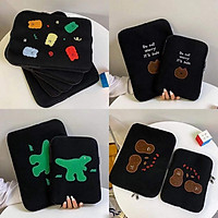 Hoạt Hình Khủng Long Gấu Ốp Lưng Máy Tính Bảng Laptop Túi Cho Mạc IPad Pro 9.7 11 13 15 Inch Bé Gái Bên Trong Tay túi Đựng Túi
